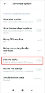 Force 4x Option in Android