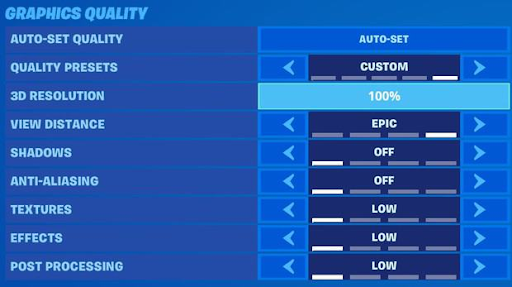 Graphics Quality Setting in Fortnite